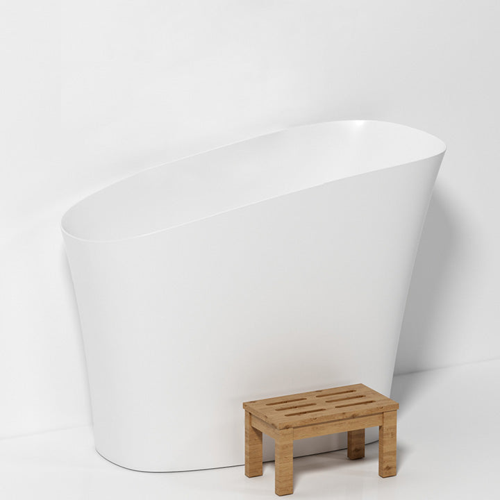 Antique Finish Soaking Oval Bath Stand Alone Modern Bathtub (Stool not Included) Matte White Tub Clearhalo 'Bathroom Remodel & Bathroom Fixtures' 'Bathtubs' 'Home Improvement' 'home_improvement' 'home_improvement_bathtubs' 'Showers & Bathtubs' 7194737