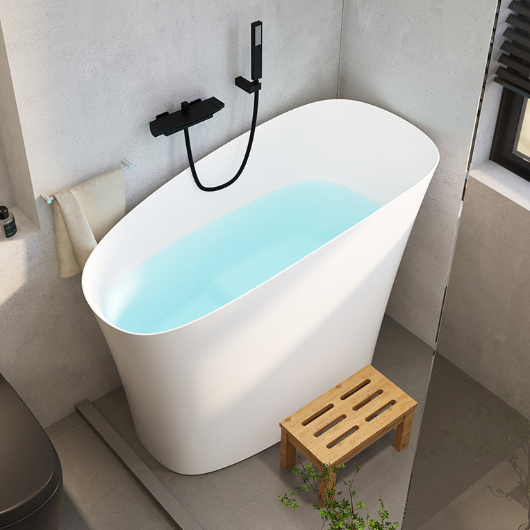 Antique Finish Soaking Oval Bath Stand Alone Modern Bathtub (Stool not Included) Clearhalo 'Bathroom Remodel & Bathroom Fixtures' 'Bathtubs' 'Home Improvement' 'home_improvement' 'home_improvement_bathtubs' 'Showers & Bathtubs' 7194738