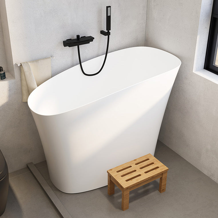 Antique Finish Soaking Oval Bath Stand Alone Modern Bathtub (Stool not Included) Clearhalo 'Bathroom Remodel & Bathroom Fixtures' 'Bathtubs' 'Home Improvement' 'home_improvement' 'home_improvement_bathtubs' 'Showers & Bathtubs' 7194752
