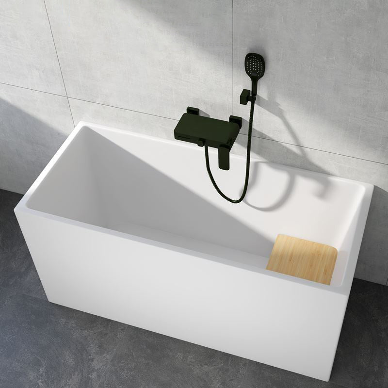Modern Rectangular Acrylic Bathtub Freestanding Soaking Center Bath (Board not Included) 55"L x 24"W x 27"H Tub with Wall Mounted Faucets Clearhalo 'Bathroom Remodel & Bathroom Fixtures' 'Bathtubs' 'Home Improvement' 'home_improvement' 'home_improvement_bathtubs' 'Showers & Bathtubs' 7194777