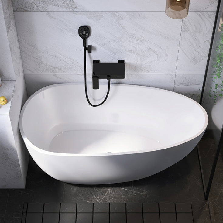 Antique Finish Soaking Bathtub Back to Wall Oval Modern Bath Tub 51"L x 28"W x 23"H Tub with Wall Mounted Faucets Clearhalo 'Bathroom Remodel & Bathroom Fixtures' 'Bathtubs' 'Home Improvement' 'home_improvement' 'home_improvement_bathtubs' 'Showers & Bathtubs' 7194789