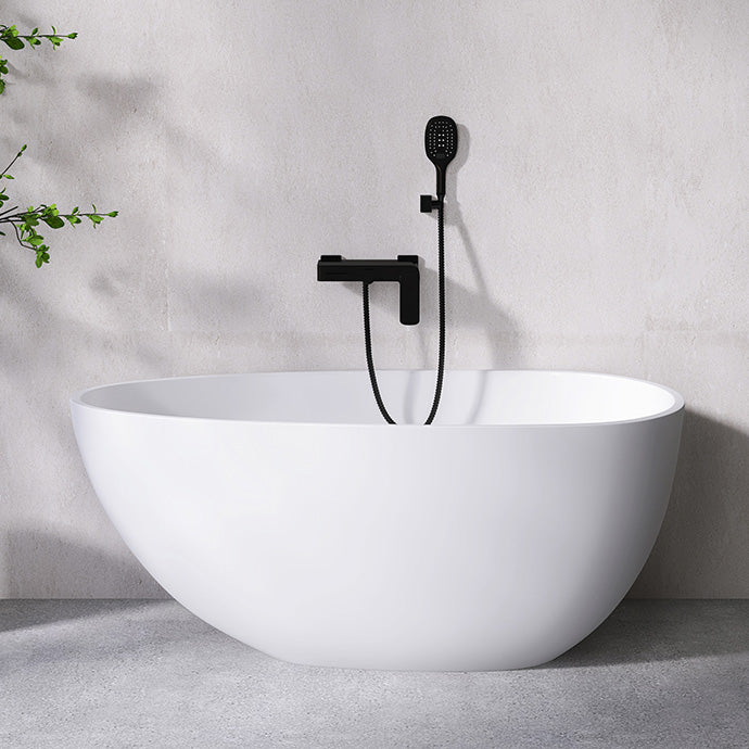 Antique Finish Soaking Bathtub Back to Wall Oval Modern Bath Tub 67"L x 31"W x 23"H Tub with Wall Mounted Faucets Clearhalo 'Bathroom Remodel & Bathroom Fixtures' 'Bathtubs' 'Home Improvement' 'home_improvement' 'home_improvement_bathtubs' 'Showers & Bathtubs' 7194790