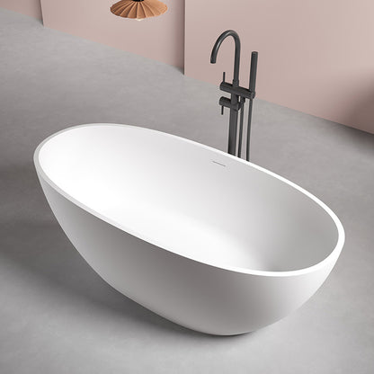 Antique Finish Oval Soaking Bathtub Stand Alone Modern Bath Tub White Clearhalo 'Bathroom Remodel & Bathroom Fixtures' 'Bathtubs' 'Home Improvement' 'home_improvement' 'home_improvement_bathtubs' 'Showers & Bathtubs' 7194804