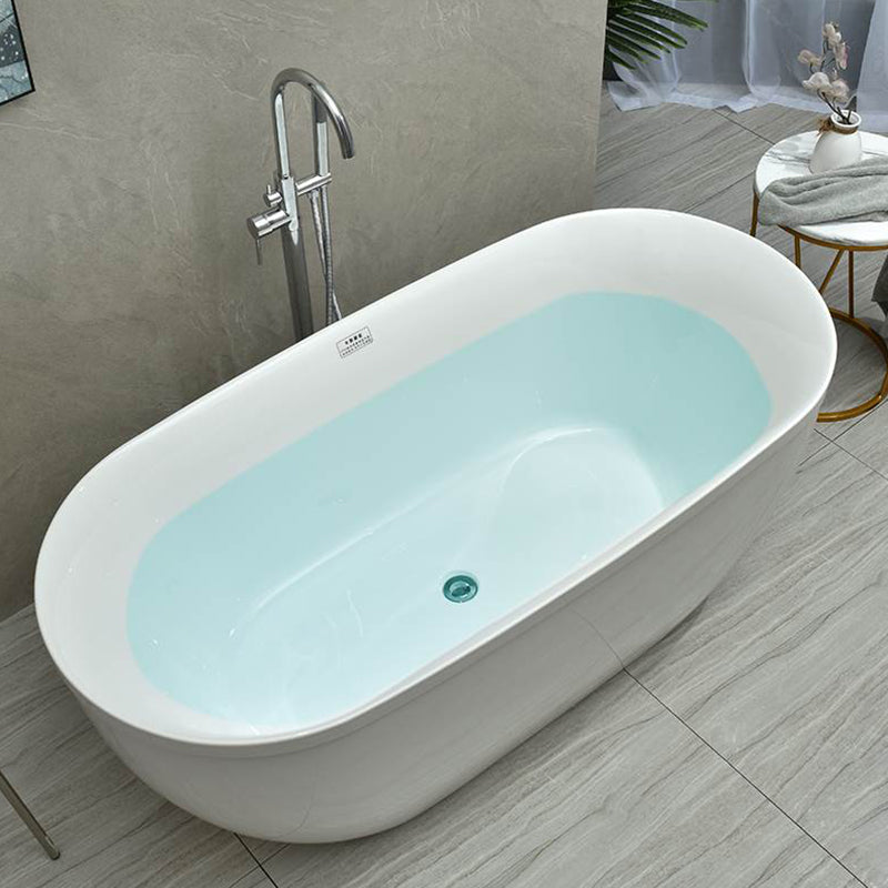 Modern Stand Alone Oval Bath Acrylic Soaking Back to Wall White Bathtub Silver Tub with Freestanding Tub Fillers Clearhalo 'Bathroom Remodel & Bathroom Fixtures' 'Bathtubs' 'Home Improvement' 'home_improvement' 'home_improvement_bathtubs' 'Showers & Bathtubs' 7194844