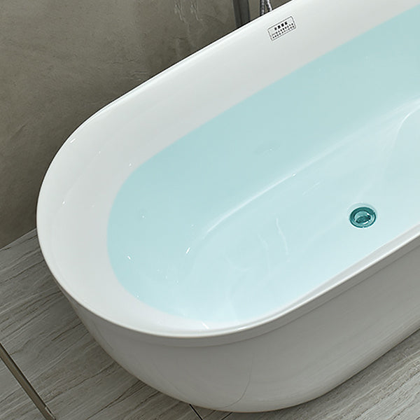 Modern Stand Alone Oval Bath Acrylic Soaking Back to Wall White Bathtub Clearhalo 'Bathroom Remodel & Bathroom Fixtures' 'Bathtubs' 'Home Improvement' 'home_improvement' 'home_improvement_bathtubs' 'Showers & Bathtubs' 7194848