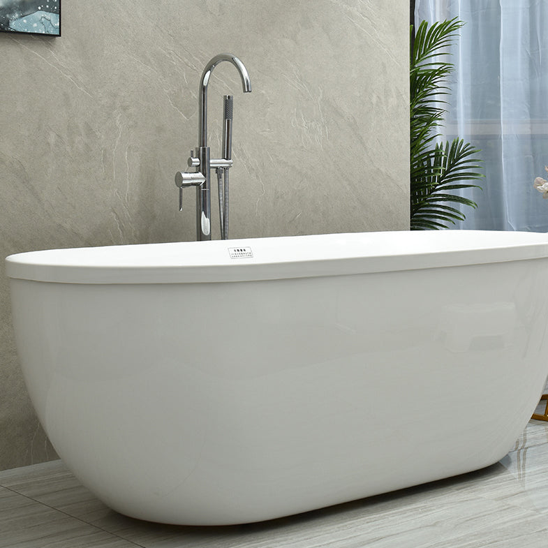 Modern Stand Alone Oval Bath Acrylic Soaking Back to Wall White Bathtub Clearhalo 'Bathroom Remodel & Bathroom Fixtures' 'Bathtubs' 'Home Improvement' 'home_improvement' 'home_improvement_bathtubs' 'Showers & Bathtubs' 7194852