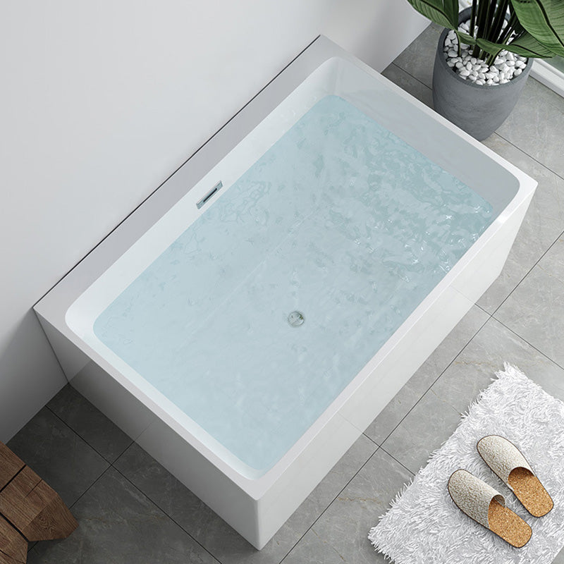 Modern Rectangular White Bath Freestanding Acrylic Soaking Bathtub Tub Clearhalo 'Bathroom Remodel & Bathroom Fixtures' 'Bathtubs' 'Home Improvement' 'home_improvement' 'home_improvement_bathtubs' 'Showers & Bathtubs' 7194860