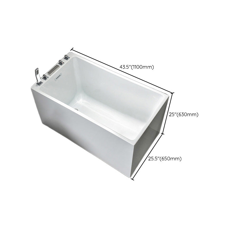 Modern Soaking Freestanding Bathtub White Acrylic Rectangular Bath Tub -  Clearhalo
