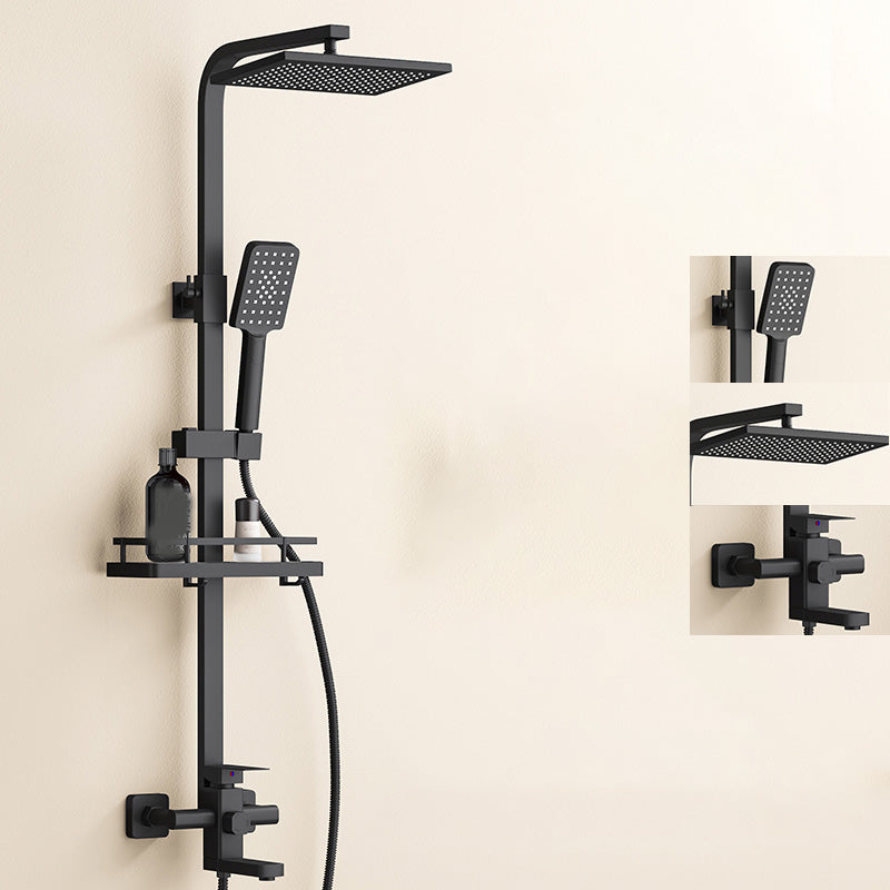 Modern Plain Shower System Thermostatic Slide Bar Included Shower Head Combo Square Three-speed Hand Spray Temperature Control Clearhalo 'Bathroom Remodel & Bathroom Fixtures' 'Home Improvement' 'home_improvement' 'home_improvement_shower_faucets' 'Shower Faucets & Systems' 'shower_faucets' 'Showers & Bathtubs Plumbing' 'Showers & Bathtubs' 7195193