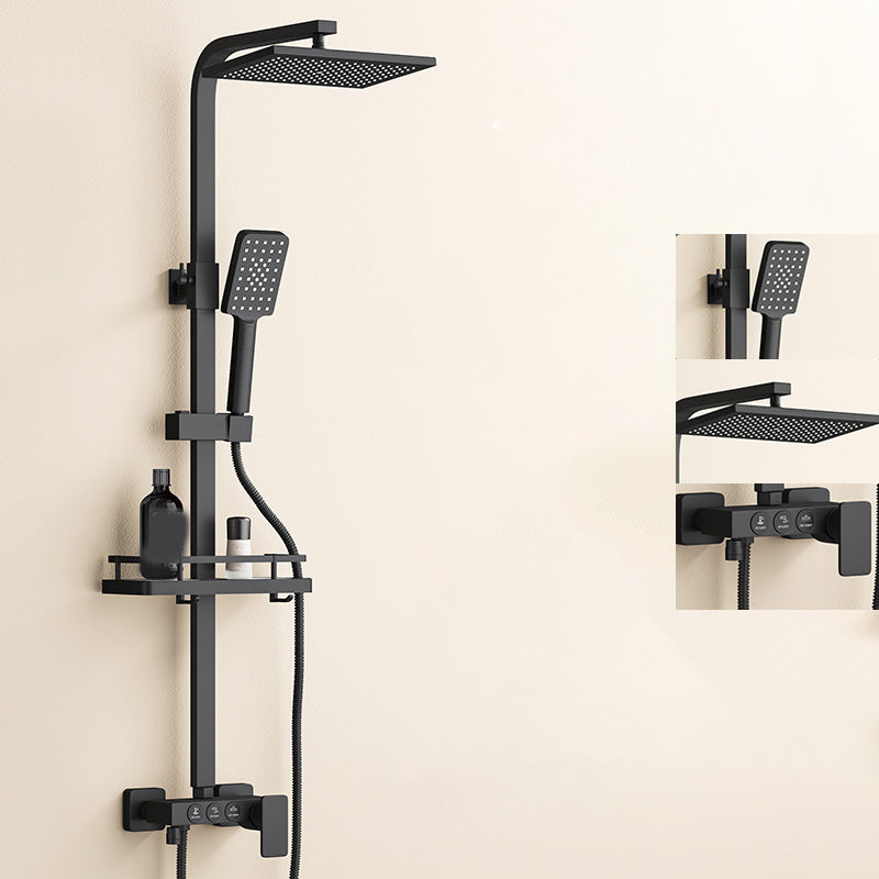 Modern Plain Shower System Thermostatic Slide Bar Included Shower Head Combo Square Three Gear Key Temperature Control Clearhalo 'Bathroom Remodel & Bathroom Fixtures' 'Home Improvement' 'home_improvement' 'home_improvement_shower_faucets' 'Shower Faucets & Systems' 'shower_faucets' 'Showers & Bathtubs Plumbing' 'Showers & Bathtubs' 7195201