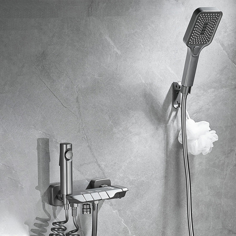 Wall Mount Shower System Grey Adjustable Spray Pattern Lever Handle Shower Hose Shower Set Grey Shower Head Slide Bar Not Included Clearhalo 'Bathroom Remodel & Bathroom Fixtures' 'Home Improvement' 'home_improvement' 'home_improvement_shower_faucets' 'Shower Faucets & Systems' 'shower_faucets' 'Showers & Bathtubs Plumbing' 'Showers & Bathtubs' 7195212
