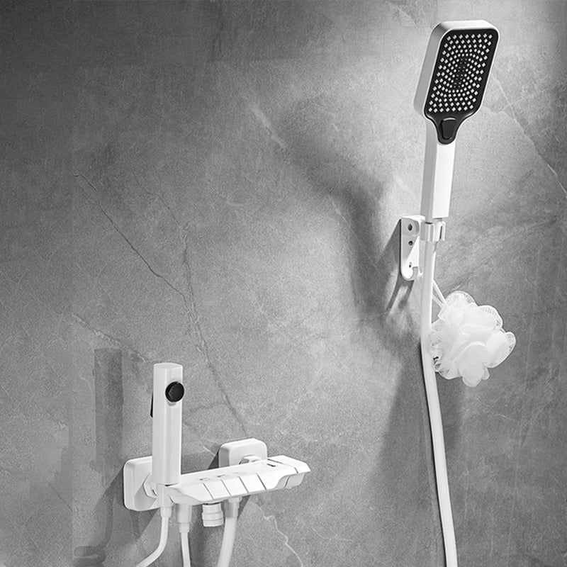 Wall Mount Shower System Grey Adjustable Spray Pattern Lever Handle Shower Hose Shower Set White Shower Head Slide Bar Not Included Clearhalo 'Bathroom Remodel & Bathroom Fixtures' 'Home Improvement' 'home_improvement' 'home_improvement_shower_faucets' 'Shower Faucets & Systems' 'shower_faucets' 'Showers & Bathtubs Plumbing' 'Showers & Bathtubs' 7195218