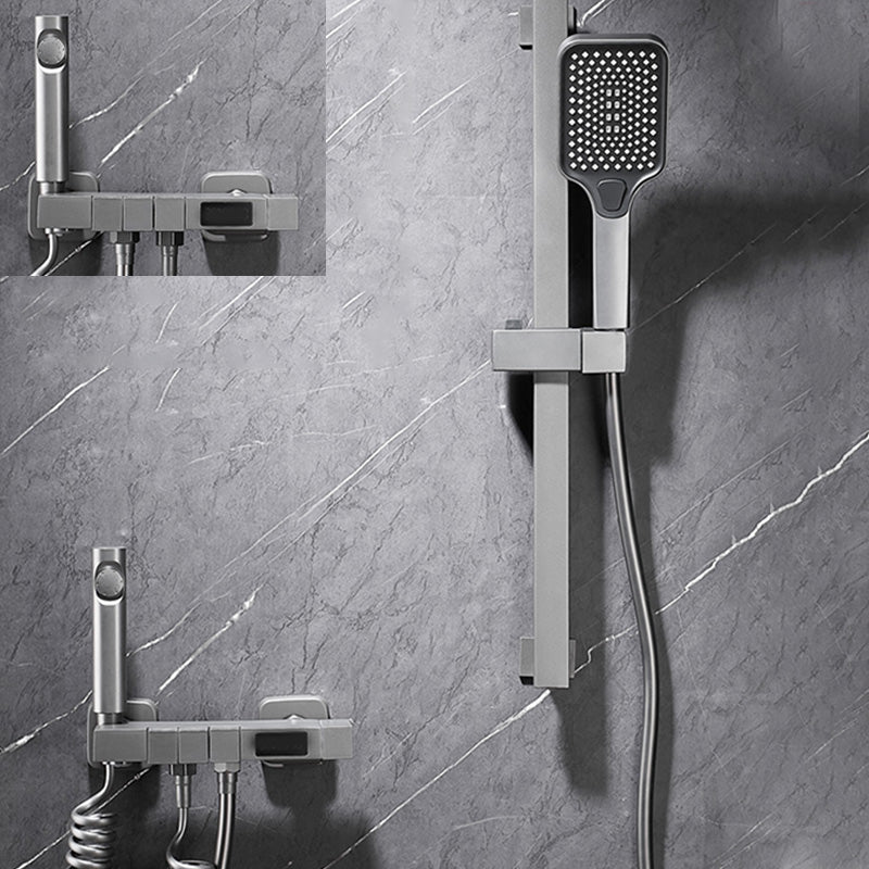 Shower Set Grey Slide Bar Included Wall Mount Lever Handle Swivel Shower System Concealed Water Outlet Shower Head Slide Bar Included Clearhalo 'Bathroom Remodel & Bathroom Fixtures' 'Home Improvement' 'home_improvement' 'home_improvement_shower_faucets' 'Shower Faucets & Systems' 'shower_faucets' 'Showers & Bathtubs Plumbing' 'Showers & Bathtubs' 7195228
