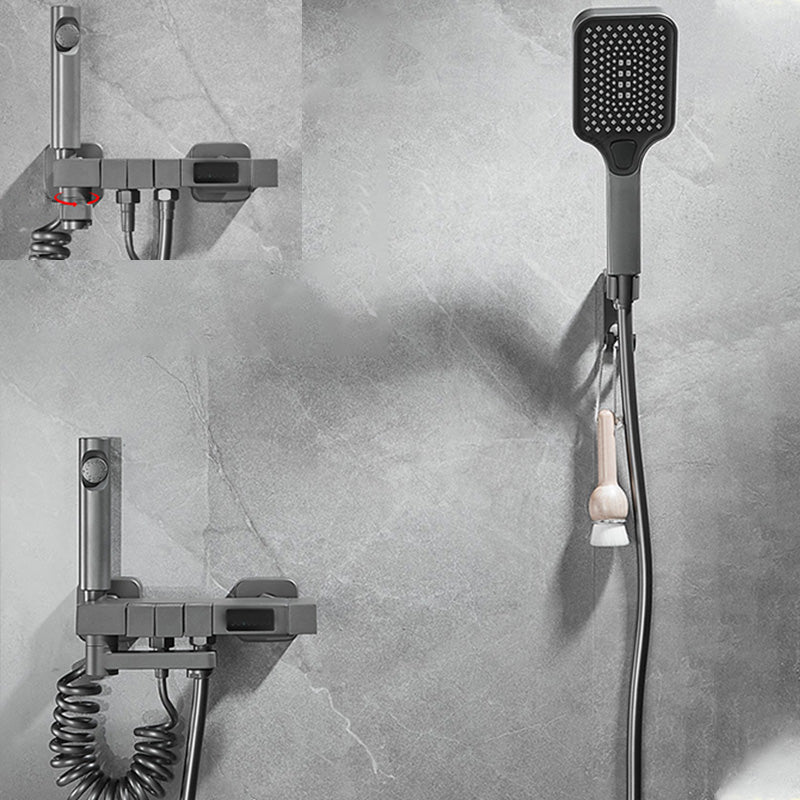 Shower Set Grey Slide Bar Included Wall Mount Lever Handle Swivel Shower System Rotary Water Outlet Shower Head Slide Bar Not Included Clearhalo 'Bathroom Remodel & Bathroom Fixtures' 'Home Improvement' 'home_improvement' 'home_improvement_shower_faucets' 'Shower Faucets & Systems' 'shower_faucets' 'Showers & Bathtubs Plumbing' 'Showers & Bathtubs' 7195232