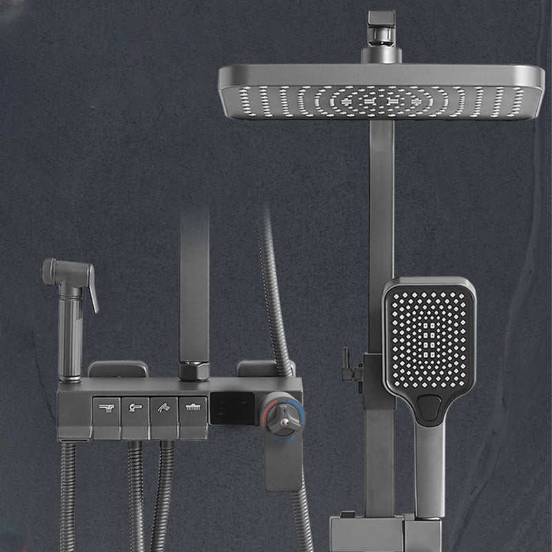 Grey Shower Set Lever Handle Shower Hose Wall-Mounted Handshower Shower Set Clearhalo 'Bathroom Remodel & Bathroom Fixtures' 'Home Improvement' 'home_improvement' 'home_improvement_shower_faucets' 'Shower Faucets & Systems' 'shower_faucets' 'Showers & Bathtubs Plumbing' 'Showers & Bathtubs' 7195239