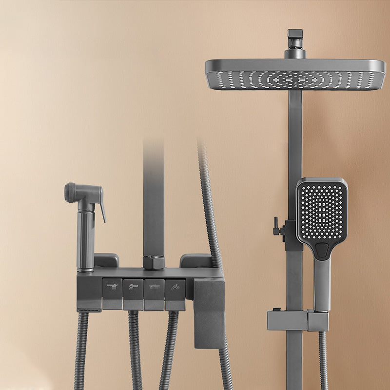 Grey Shower Set Lever Handle Shower Hose Wall-Mounted Handshower Shower Set Temperature Control Digital Display Not Included Clearhalo 'Bathroom Remodel & Bathroom Fixtures' 'Home Improvement' 'home_improvement' 'home_improvement_shower_faucets' 'Shower Faucets & Systems' 'shower_faucets' 'Showers & Bathtubs Plumbing' 'Showers & Bathtubs' 7195240