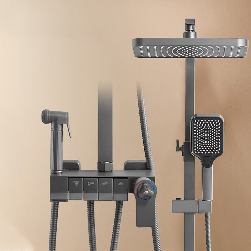 Grey Shower Set Lever Handle Shower Hose Wall-Mounted Handshower Shower Set Thermostatic Digital Display Not Included Clearhalo 'Bathroom Remodel & Bathroom Fixtures' 'Home Improvement' 'home_improvement' 'home_improvement_shower_faucets' 'Shower Faucets & Systems' 'shower_faucets' 'Showers & Bathtubs Plumbing' 'Showers & Bathtubs' 7195241