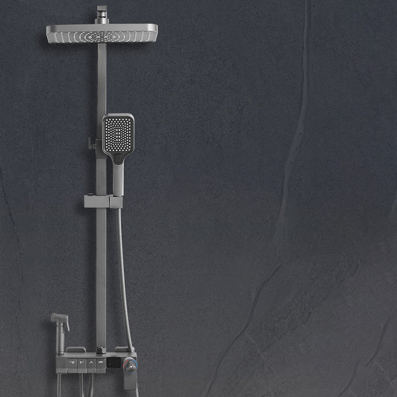 Grey Shower Set Lever Handle Shower Hose Wall-Mounted Handshower Shower Set Clearhalo 'Bathroom Remodel & Bathroom Fixtures' 'Home Improvement' 'home_improvement' 'home_improvement_shower_faucets' 'Shower Faucets & Systems' 'shower_faucets' 'Showers & Bathtubs Plumbing' 'Showers & Bathtubs' 7195242