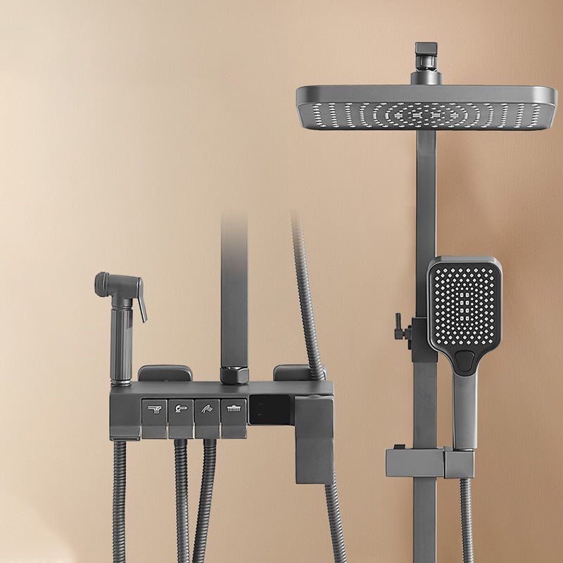 Grey Shower Set Lever Handle Shower Hose Wall-Mounted Handshower Shower Set Temperature Control Digital Display Included Clearhalo 'Bathroom Remodel & Bathroom Fixtures' 'Home Improvement' 'home_improvement' 'home_improvement_shower_faucets' 'Shower Faucets & Systems' 'shower_faucets' 'Showers & Bathtubs Plumbing' 'Showers & Bathtubs' 7195243