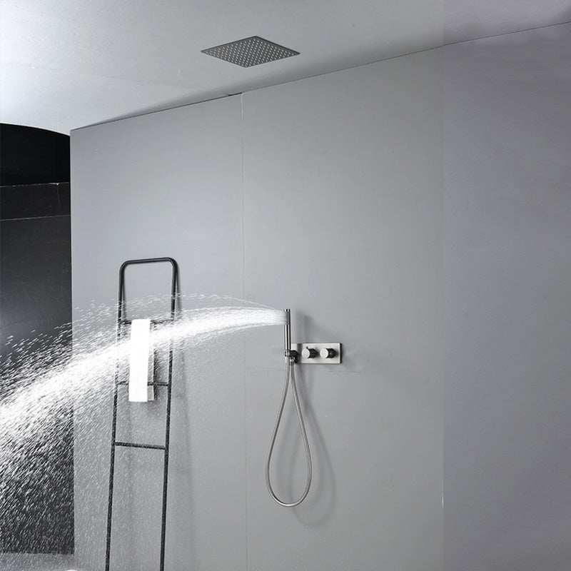 Modern Solid Color Shower Combo Ceiling Mounted Shower System Clearhalo 'Bathroom Remodel & Bathroom Fixtures' 'Home Improvement' 'home_improvement' 'home_improvement_shower_faucets' 'Shower Faucets & Systems' 'shower_faucets' 'Showers & Bathtubs Plumbing' 'Showers & Bathtubs' 7195275