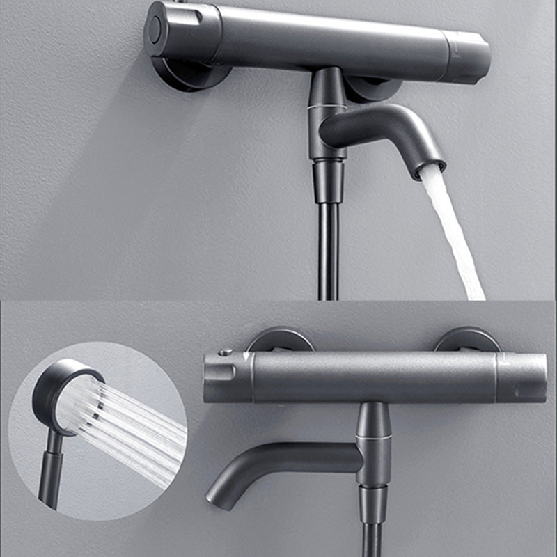 Modern Round Shower Combo Wall Mounted Included Hand Shower and Faucet Clearhalo 'Bathroom Remodel & Bathroom Fixtures' 'Home Improvement' 'home_improvement' 'home_improvement_shower_faucets' 'Shower Faucets & Systems' 'shower_faucets' 'Showers & Bathtubs Plumbing' 'Showers & Bathtubs' 7195333