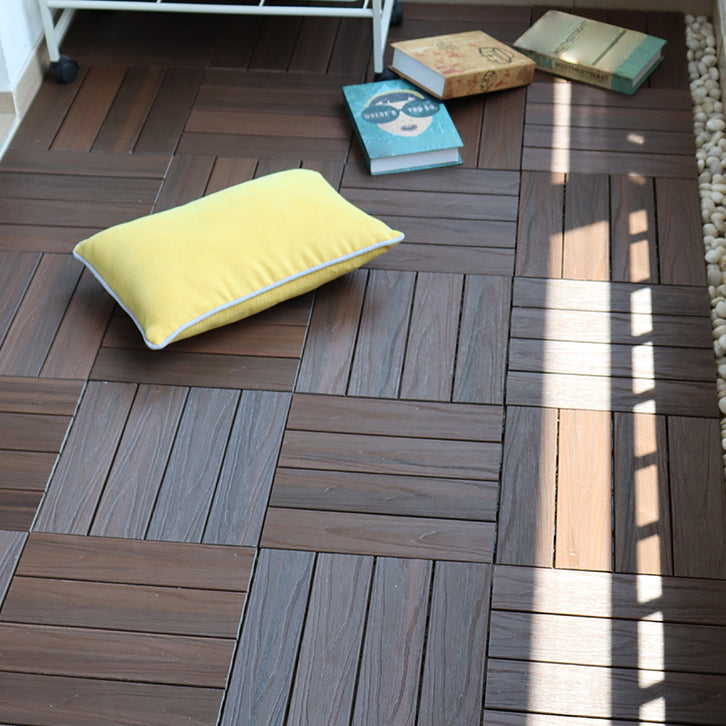 Square Snapping Patio Flooring Composite Tiles Striped Pattern Tile Set 12"L x 12"W x 1"H Coffee Clearhalo 'Home Improvement' 'home_improvement' 'home_improvement_outdoor_deck_tiles_planks' 'Outdoor Deck Tiles & Planks' 'Outdoor Flooring & Tile' 'Outdoor Remodel' 'outdoor_deck_tiles_planks' 7195585