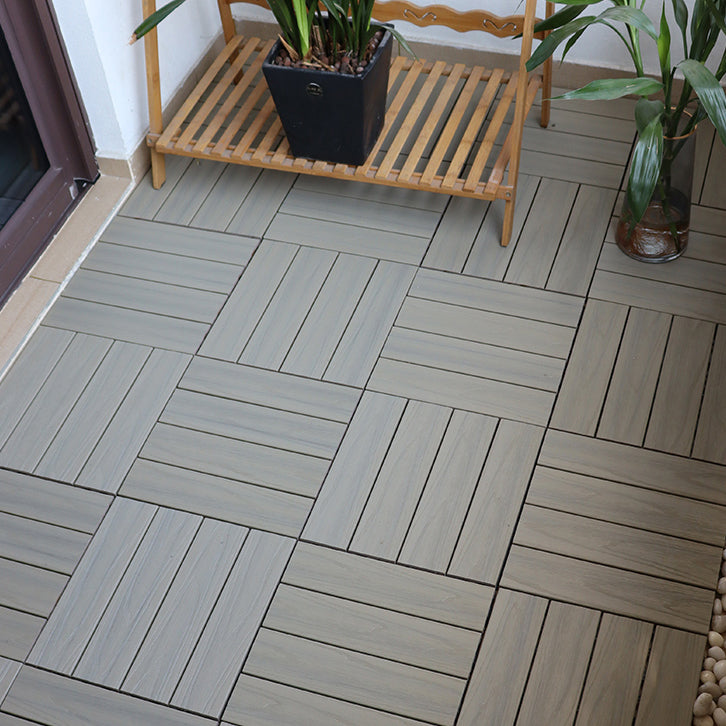 Square Snapping Patio Flooring Composite Tiles Striped Pattern Tile Set 12"L x 12"W x 1"H Old Wood Clearhalo 'Home Improvement' 'home_improvement' 'home_improvement_outdoor_deck_tiles_planks' 'Outdoor Deck Tiles & Planks' 'Outdoor Flooring & Tile' 'Outdoor Remodel' 'outdoor_deck_tiles_planks' 7195587