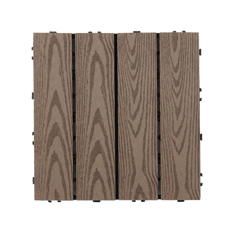 Square Snapping Patio Flooring Tiles Striped Pattern Tile Set Floor Board Coffee Straight Embossed Clearhalo 'Home Improvement' 'home_improvement' 'home_improvement_outdoor_deck_tiles_planks' 'Outdoor Deck Tiles & Planks' 'Outdoor Flooring & Tile' 'Outdoor Remodel' 'outdoor_deck_tiles_planks' 7195663