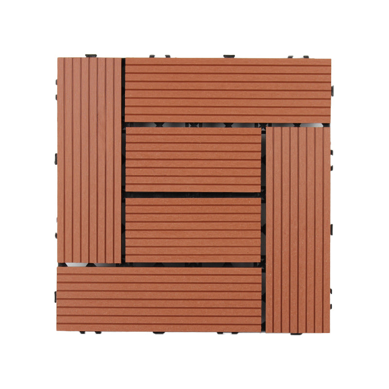 Square Snapping Patio Flooring Tiles Striped Pattern Tile Set Floor Board Rosewood Transformation Clearhalo 'Home Improvement' 'home_improvement' 'home_improvement_outdoor_deck_tiles_planks' 'Outdoor Deck Tiles & Planks' 'Outdoor Flooring & Tile' 'Outdoor Remodel' 'outdoor_deck_tiles_planks' 7195673