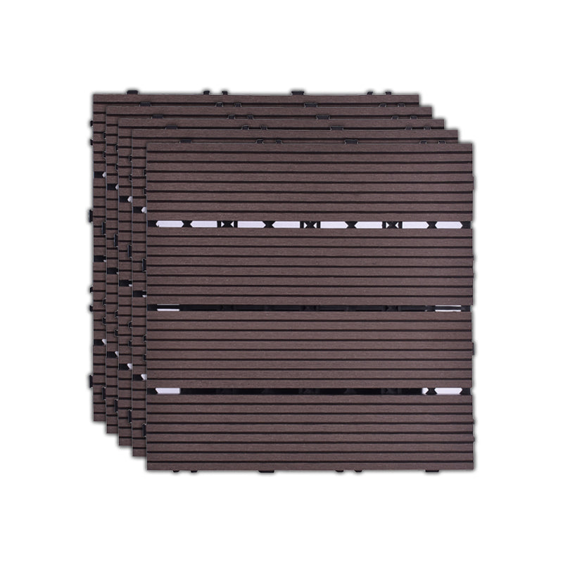 11 Pack 12" X 12" Square Deck/Patio Flooring Tiles Snap Fit for Outdoor Patio Tiles Coffee Straight Grain Clearhalo 'Home Improvement' 'home_improvement' 'home_improvement_outdoor_deck_tiles_planks' 'Outdoor Deck Tiles & Planks' 'Outdoor Flooring & Tile' 'Outdoor Remodel' 'outdoor_deck_tiles_planks' 7195686