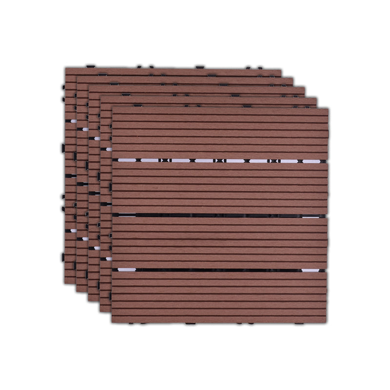 11 Pack 12" X 12" Square Deck/Patio Flooring Tiles Snap Fit for Outdoor Patio Tiles Brown Straight Grain Clearhalo 'Home Improvement' 'home_improvement' 'home_improvement_outdoor_deck_tiles_planks' 'Outdoor Deck Tiles & Planks' 'Outdoor Flooring & Tile' 'Outdoor Remodel' 'outdoor_deck_tiles_planks' 7195688