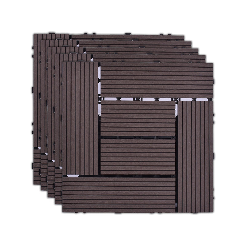 11 Pack 12" X 12" Square Deck/Patio Flooring Tiles Snap Fit for Outdoor Patio Tiles Coffee Straight Transformation Clearhalo 'Home Improvement' 'home_improvement' 'home_improvement_outdoor_deck_tiles_planks' 'Outdoor Deck Tiles & Planks' 'Outdoor Flooring & Tile' 'Outdoor Remodel' 'outdoor_deck_tiles_planks' 7195702