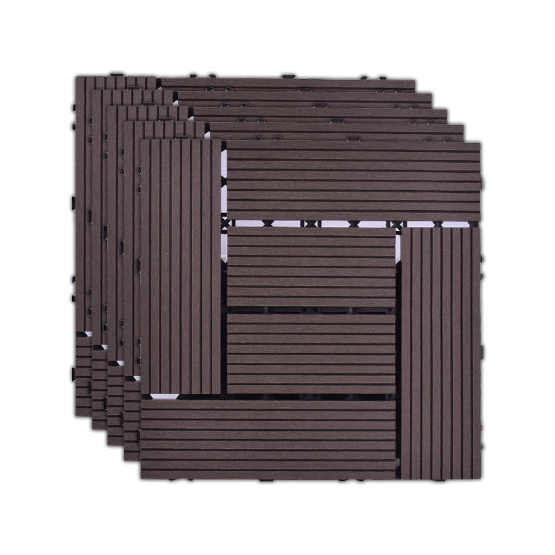 11 Pack 12" X 12" Square Deck/Patio Flooring Tiles Snap Fit for Outdoor Patio Tiles Coffee Straight Transformation Clearhalo 'Home Improvement' 'home_improvement' 'home_improvement_outdoor_deck_tiles_planks' 'Outdoor Deck Tiles & Planks' 'Outdoor Flooring & Tile' 'Outdoor Remodel' 'outdoor_deck_tiles_planks' 7195702