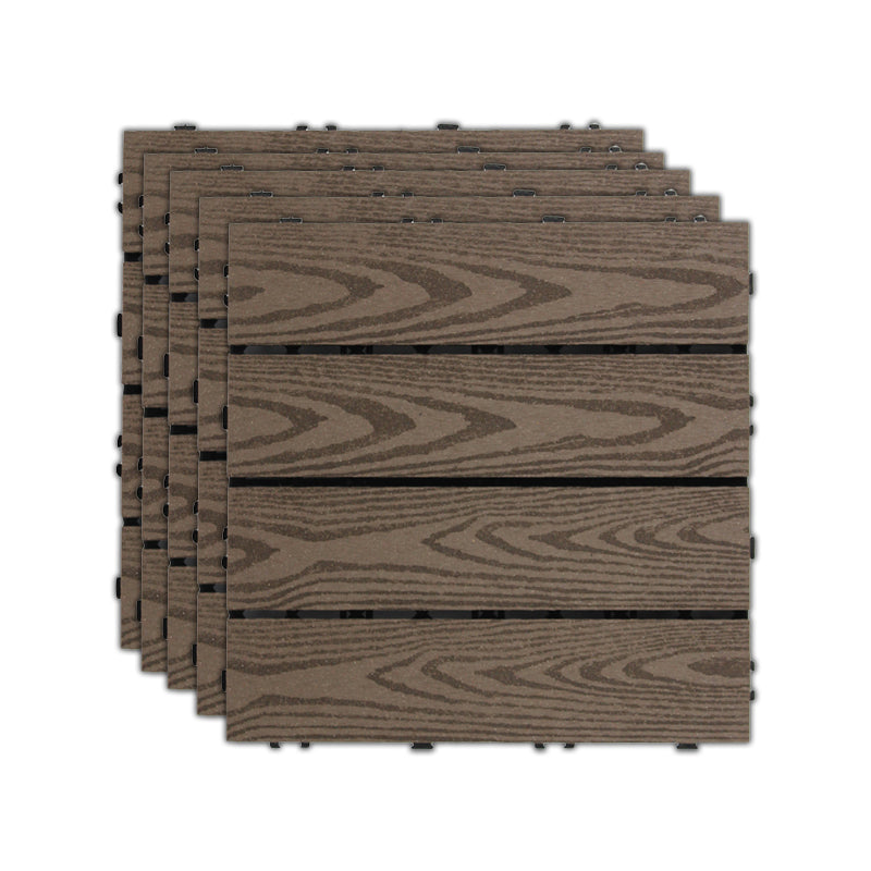 11 Pack 12" X 12" Square Deck/Patio Flooring Tiles Snap Fit for Outdoor Patio Tiles Coffee Embossed Clearhalo 'Home Improvement' 'home_improvement' 'home_improvement_outdoor_deck_tiles_planks' 'Outdoor Deck Tiles & Planks' 'Outdoor Flooring & Tile' 'Outdoor Remodel' 'outdoor_deck_tiles_planks' 7195705