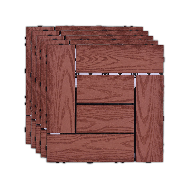 11 Pack 12" X 12" Square Deck/Patio Flooring Tiles Snap Fit for Outdoor Patio Tiles Rosewood Embossing Transformation Clearhalo 'Home Improvement' 'home_improvement' 'home_improvement_outdoor_deck_tiles_planks' 'Outdoor Deck Tiles & Planks' 'Outdoor Flooring & Tile' 'Outdoor Remodel' 'outdoor_deck_tiles_planks' 7195706