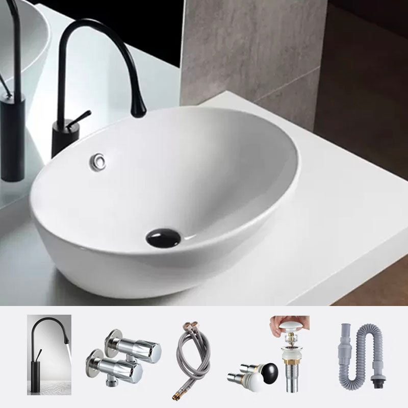 Bathroom Ceramic Sink Round Rod Handle Anti-spill Modern Faucet Sink 23"L x 17"W x 8"H Black Gooseneck Clearhalo 'Bathroom Remodel & Bathroom Fixtures' 'Bathroom Sinks & Faucet Components' 'Bathroom Sinks' 'bathroom_sink' 'Home Improvement' 'home_improvement' 'home_improvement_bathroom_sink' 7196037