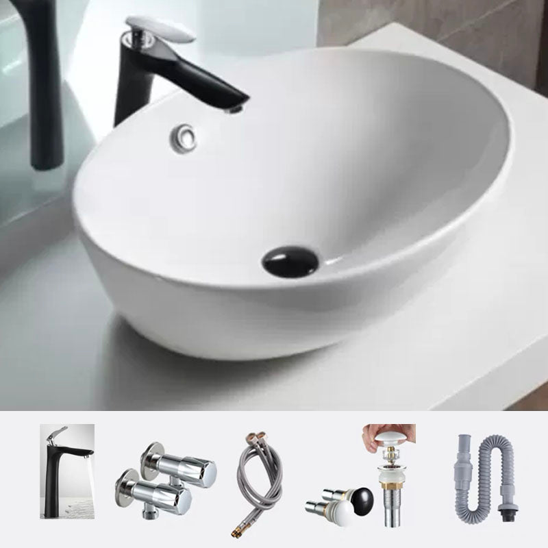 Bathroom Ceramic Sink Round Rod Handle Anti-spill Modern Faucet Sink 23"L x 17"W x 8"H Black Lever Handles Clearhalo 'Bathroom Remodel & Bathroom Fixtures' 'Bathroom Sinks & Faucet Components' 'Bathroom Sinks' 'bathroom_sink' 'Home Improvement' 'home_improvement' 'home_improvement_bathroom_sink' 7196044