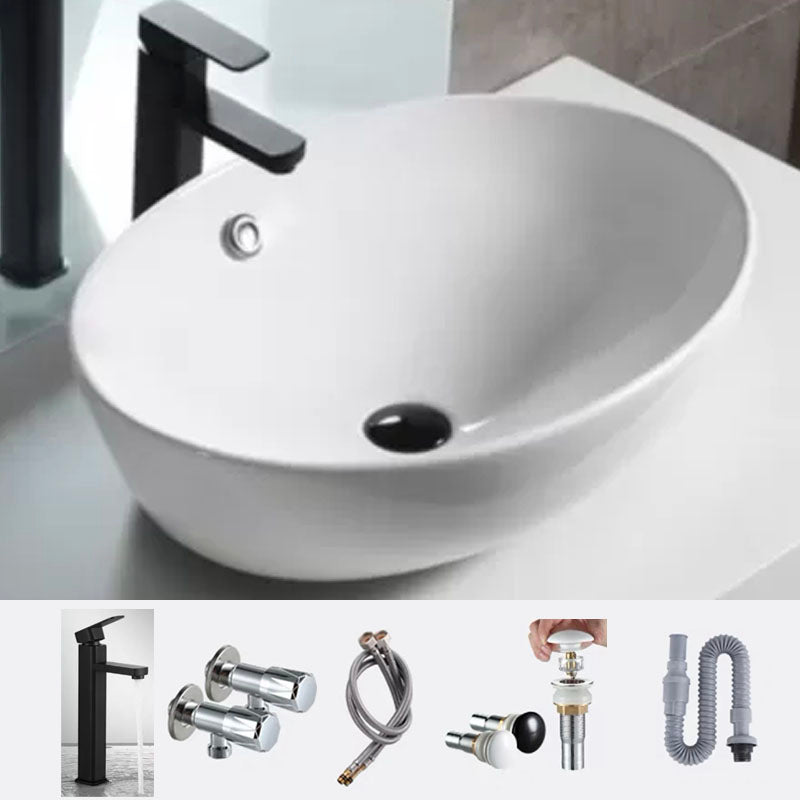 Bathroom Ceramic Sink Round Rod Handle Anti-spill Modern Faucet Sink 23"L x 17"W x 8"H Black Square Faucet Clearhalo 'Bathroom Remodel & Bathroom Fixtures' 'Bathroom Sinks & Faucet Components' 'Bathroom Sinks' 'bathroom_sink' 'Home Improvement' 'home_improvement' 'home_improvement_bathroom_sink' 7196046
