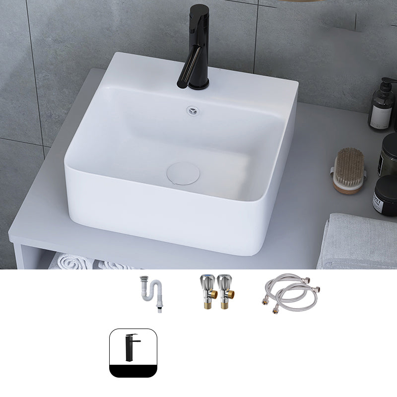 White Trough Bathroom Sink Rectangle Ceramic Trough Bathroom Sink 15.7"L x 16.5"W x 6.1"H Cold and Hot Faucet Included Sink with Faucet Clearhalo 'Bathroom Remodel & Bathroom Fixtures' 'Bathroom Sinks & Faucet Components' 'Bathroom Sinks' 'bathroom_sink' 'Home Improvement' 'home_improvement' 'home_improvement_bathroom_sink' 7196158