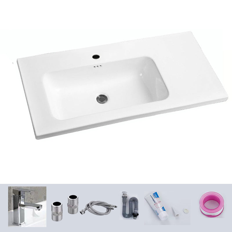 Modern Drop-in Bathroom Sink Rectangular Porcelain with Overflow Vessel Sink 39"L x 19"W x 5"H Sink with Faucet Clearhalo 'Bathroom Remodel & Bathroom Fixtures' 'Bathroom Sinks & Faucet Components' 'Bathroom Sinks' 'bathroom_sink' 'Home Improvement' 'home_improvement' 'home_improvement_bathroom_sink' 7196197