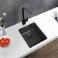Black Stainless Steel Sink Single Bowl Undermount Sink with Basket Strainer 15"L x 17"W x 8"H Sink with Faucet Seven Character Faucet Clearhalo 'Home Improvement' 'home_improvement' 'home_improvement_kitchen_sinks' 'Kitchen Remodel & Kitchen Fixtures' 'Kitchen Sinks & Faucet Components' 'Kitchen Sinks' 'kitchen_sinks' 7196222