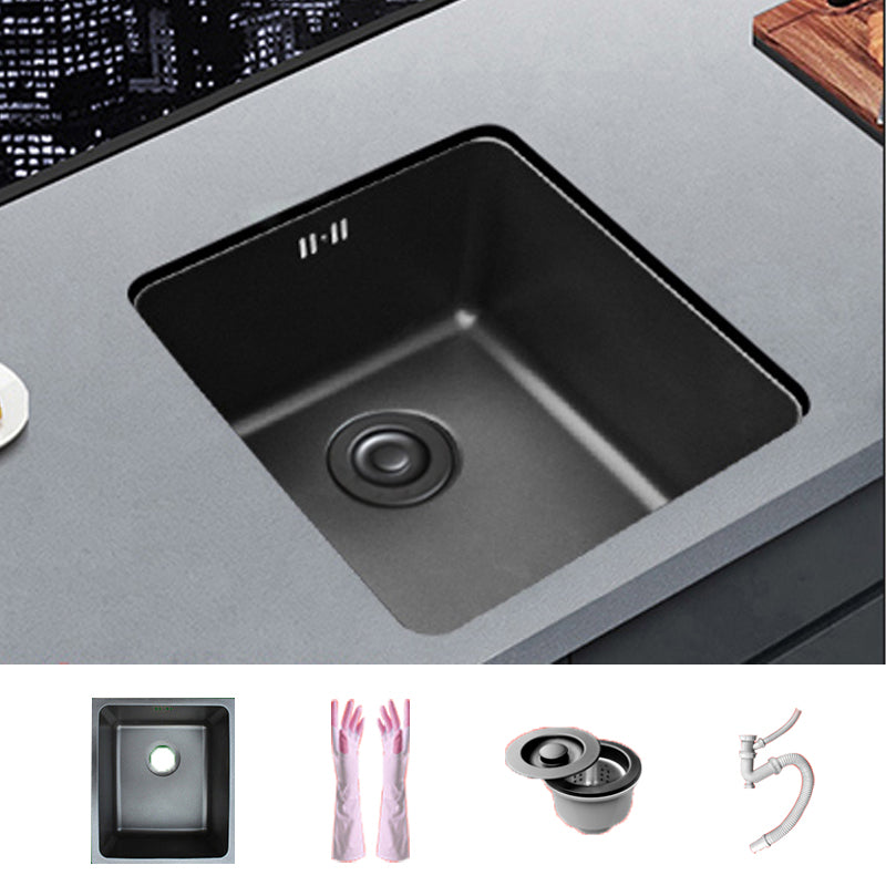 Black Stainless Steel Sink Single Bowl Undermount Sink with Basket Strainer 13"L x 15"W x 8"H Sink Only None Clearhalo 'Home Improvement' 'home_improvement' 'home_improvement_kitchen_sinks' 'Kitchen Remodel & Kitchen Fixtures' 'Kitchen Sinks & Faucet Components' 'Kitchen Sinks' 'kitchen_sinks' 7196229