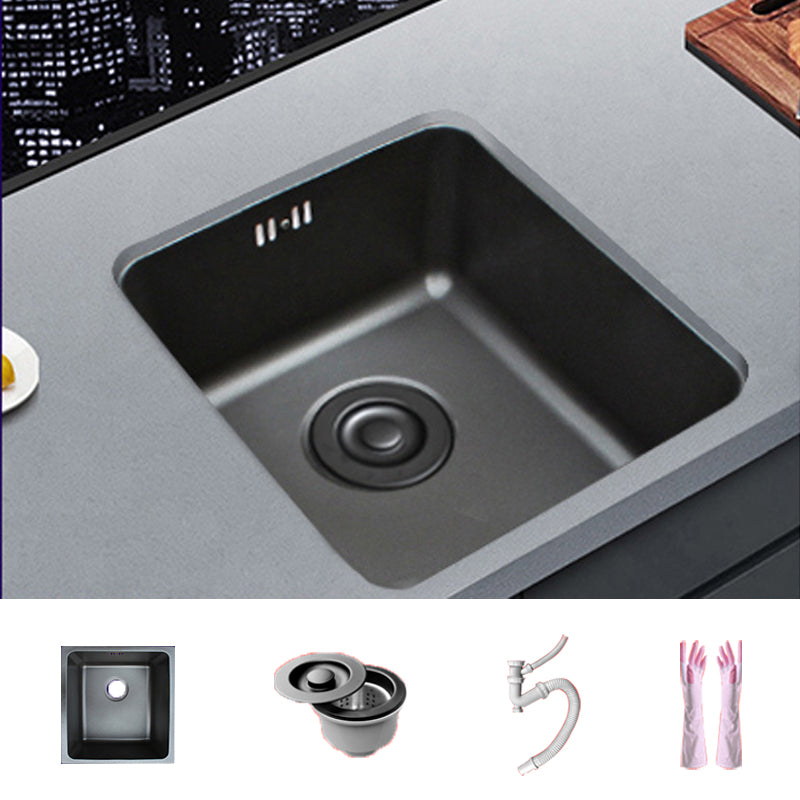 Black Stainless Steel Sink Single Bowl Undermount Sink with Basket Strainer 15"L x 17"W x 8"H Sink Only None Clearhalo 'Home Improvement' 'home_improvement' 'home_improvement_kitchen_sinks' 'Kitchen Remodel & Kitchen Fixtures' 'Kitchen Sinks & Faucet Components' 'Kitchen Sinks' 'kitchen_sinks' 7196237
