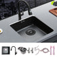Black Stainless Steel Sink Single Bowl Undermount Sink with Basket Strainer 17"L x 17"W x 8"H Sink with Faucet Pull Out Faucet Clearhalo 'Home Improvement' 'home_improvement' 'home_improvement_kitchen_sinks' 'Kitchen Remodel & Kitchen Fixtures' 'Kitchen Sinks & Faucet Components' 'Kitchen Sinks' 'kitchen_sinks' 7196242