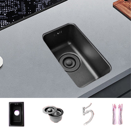 Black Stainless Steel Sink Single Bowl Undermount Sink with Basket Strainer 8"L x 13"W x 8"H Sink Only None Clearhalo 'Home Improvement' 'home_improvement' 'home_improvement_kitchen_sinks' 'Kitchen Remodel & Kitchen Fixtures' 'Kitchen Sinks & Faucet Components' 'Kitchen Sinks' 'kitchen_sinks' 7196249