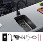 Black Stainless Steel Sink Single Bowl Undermount Sink with Basket Strainer 8"L x 13"W x 8"H Sink with Faucet Cold and Hot Tap Clearhalo 'Home Improvement' 'home_improvement' 'home_improvement_kitchen_sinks' 'Kitchen Remodel & Kitchen Fixtures' 'Kitchen Sinks & Faucet Components' 'Kitchen Sinks' 'kitchen_sinks' 7196250