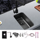 Black Stainless Steel Sink Single Bowl Undermount Sink with Basket Strainer 8"L x 13"W x 8"H Sink with Faucet Seven Character Faucet Clearhalo 'Home Improvement' 'home_improvement' 'home_improvement_kitchen_sinks' 'Kitchen Remodel & Kitchen Fixtures' 'Kitchen Sinks & Faucet Components' 'Kitchen Sinks' 'kitchen_sinks' 7196251