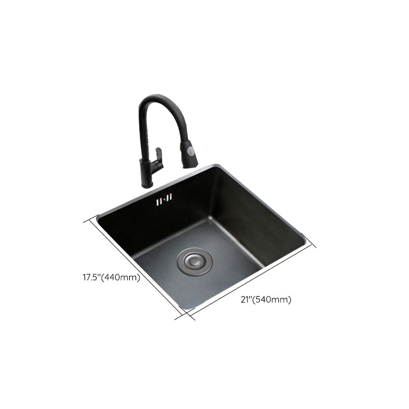 Black Stainless Steel Sink Single Bowl Undermount Sink with Basket Strainer Clearhalo 'Home Improvement' 'home_improvement' 'home_improvement_kitchen_sinks' 'Kitchen Remodel & Kitchen Fixtures' 'Kitchen Sinks & Faucet Components' 'Kitchen Sinks' 'kitchen_sinks' 7196262