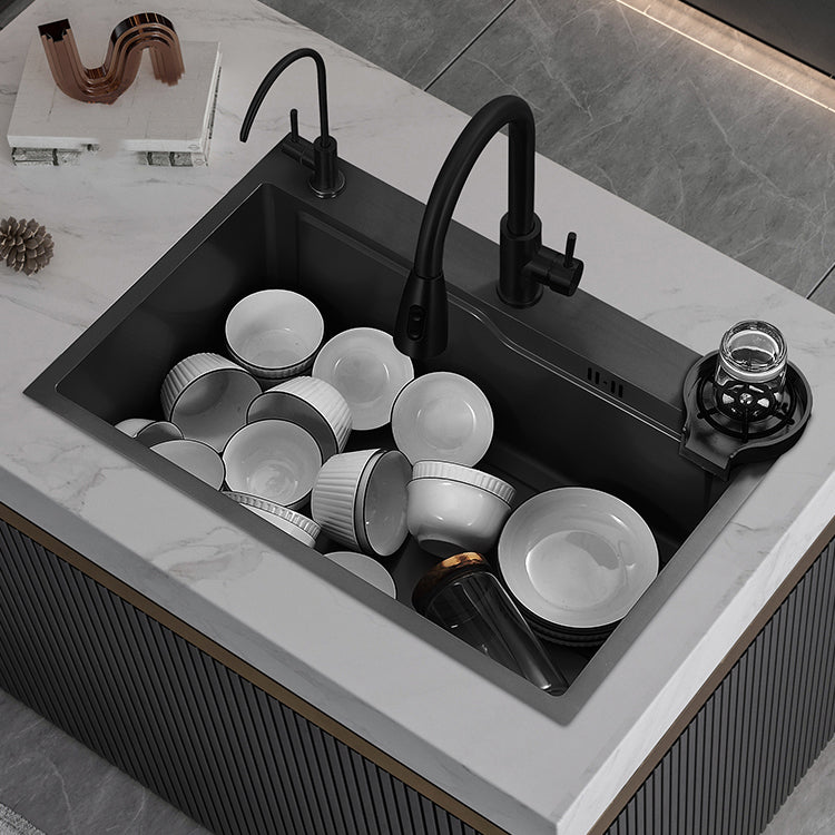 Modern Workstation Ledge Stainless Steel with Faucet and Soap Dispenser Kitchen Sink Clearhalo 'Home Improvement' 'home_improvement' 'home_improvement_kitchen_sinks' 'Kitchen Remodel & Kitchen Fixtures' 'Kitchen Sinks & Faucet Components' 'Kitchen Sinks' 'kitchen_sinks' 7196282