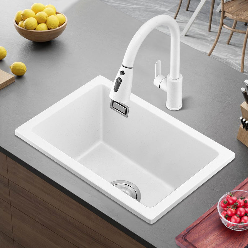 Kitchen Ceramic Sink White Pull-out Faucet Anti-spill Rectangular Sink Clearhalo 'Home Improvement' 'home_improvement' 'home_improvement_kitchen_sinks' 'Kitchen Remodel & Kitchen Fixtures' 'Kitchen Sinks & Faucet Components' 'Kitchen Sinks' 'kitchen_sinks' 7196319